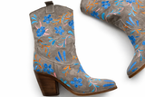 Custom made Western Suede Floral Embroidered Boots Size 38 ladies