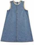 FRAME Crochet Tide Organic Cotton-Blend Denim Mini Dress ladies