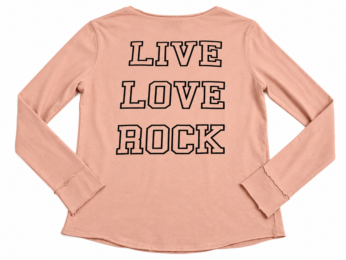 Zadig & Voltaire Live Love Rock Blush Pink Long Sleeve Top ladies