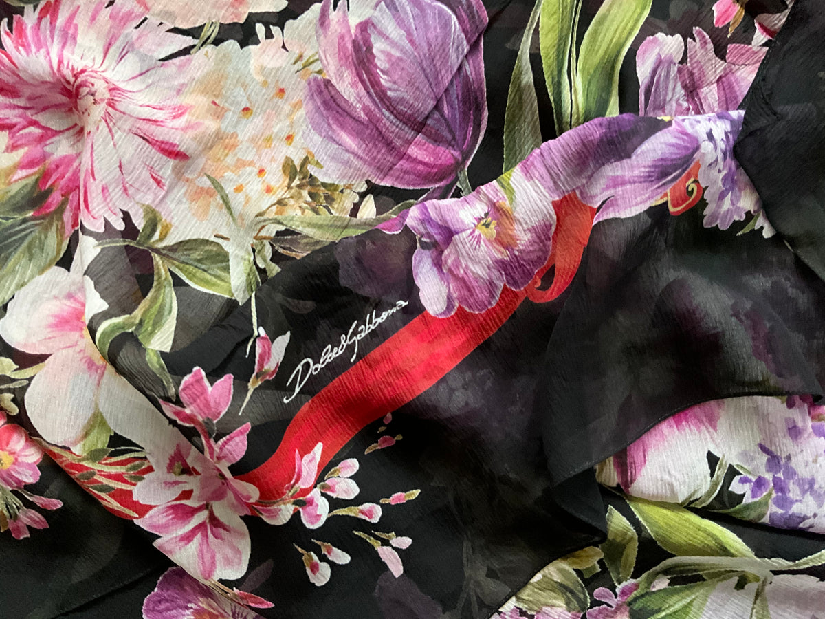 Dolce & Gabbana Silk Chiffon Extra large Floral Scarf Shawl 135x200 cm ladies