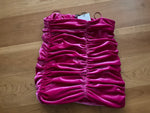 Zara Womens Hot Pink Draped Velvet Stretch Body Con Mini Skirt Size S Small ladies