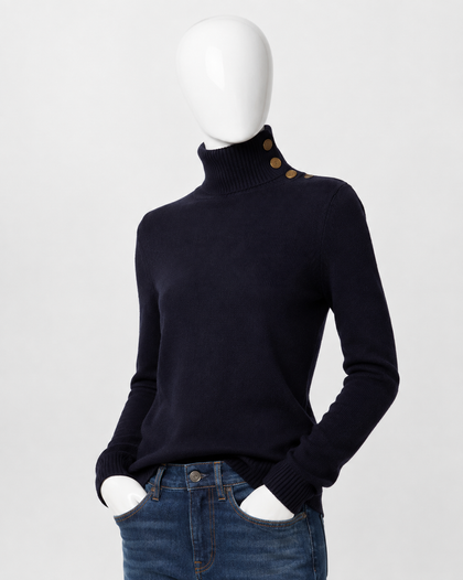 Ralph Lauren Collection Cashmere Button-Shoulder Turtleneck Jumper ladies