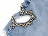 O mai now or never denim shorts crystals embellished Size L large ladies