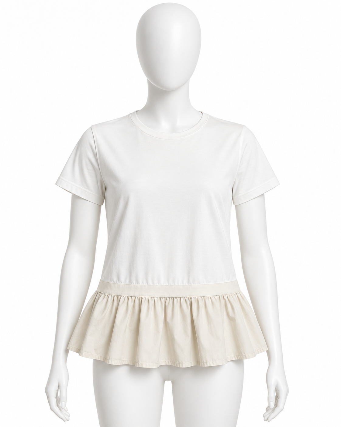 Herno White Cotton Peplum T-Shirt ladies