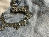 O mai now or never denim shorts crystals embellished Size L large ladies