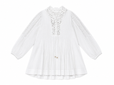 Sandro Moana Lace-Trimmed Pintucked Cotton Poplin Mini Dress ladies