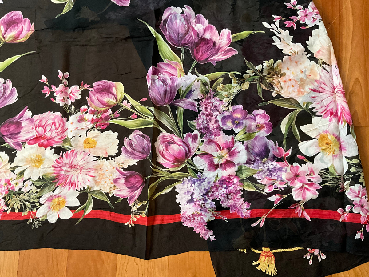 Dolce & Gabbana Silk Chiffon Extra large Floral Scarf Shawl 135x200 cm ladies