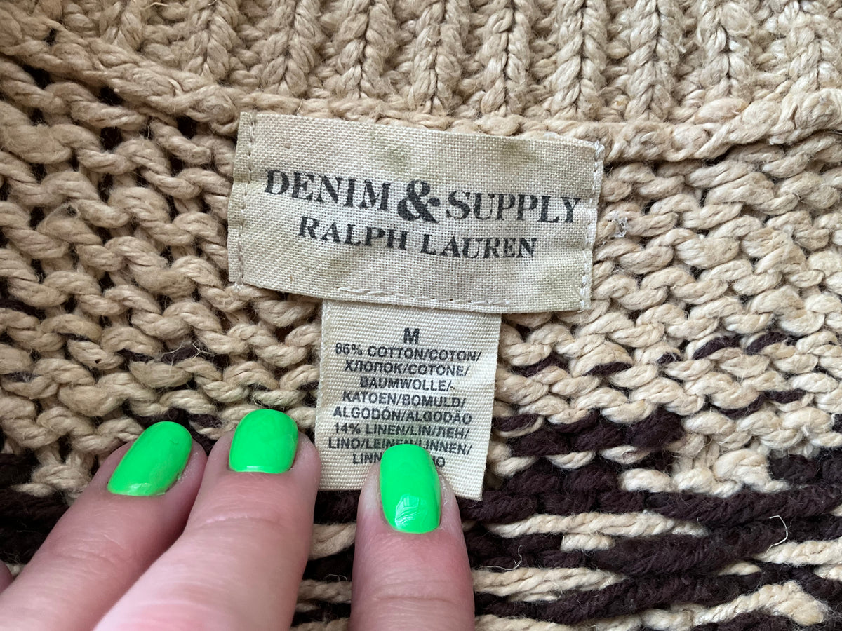 Ralph Lauren Denim & Supply Intarsia Linen Cotton Knit Vest Gilet Size M Medium ladies