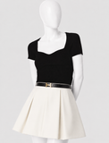 Maje Black Rib-Knit Sweetheart-Neck Top ladies