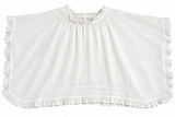 100% Capri White Linen Oversized Ruffle Top ladies