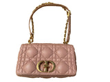 Christian Dior Calfskin Cannage Caro Bag Rose De Vents Handbag ladies