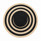 Borsalino Black & Natural Striped Wide-Brim Hemp Hat – Size M ladies