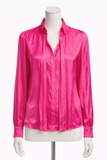 Zadig and Voltaire Taos Satin Tunic Blouse in Fuchsia size L large