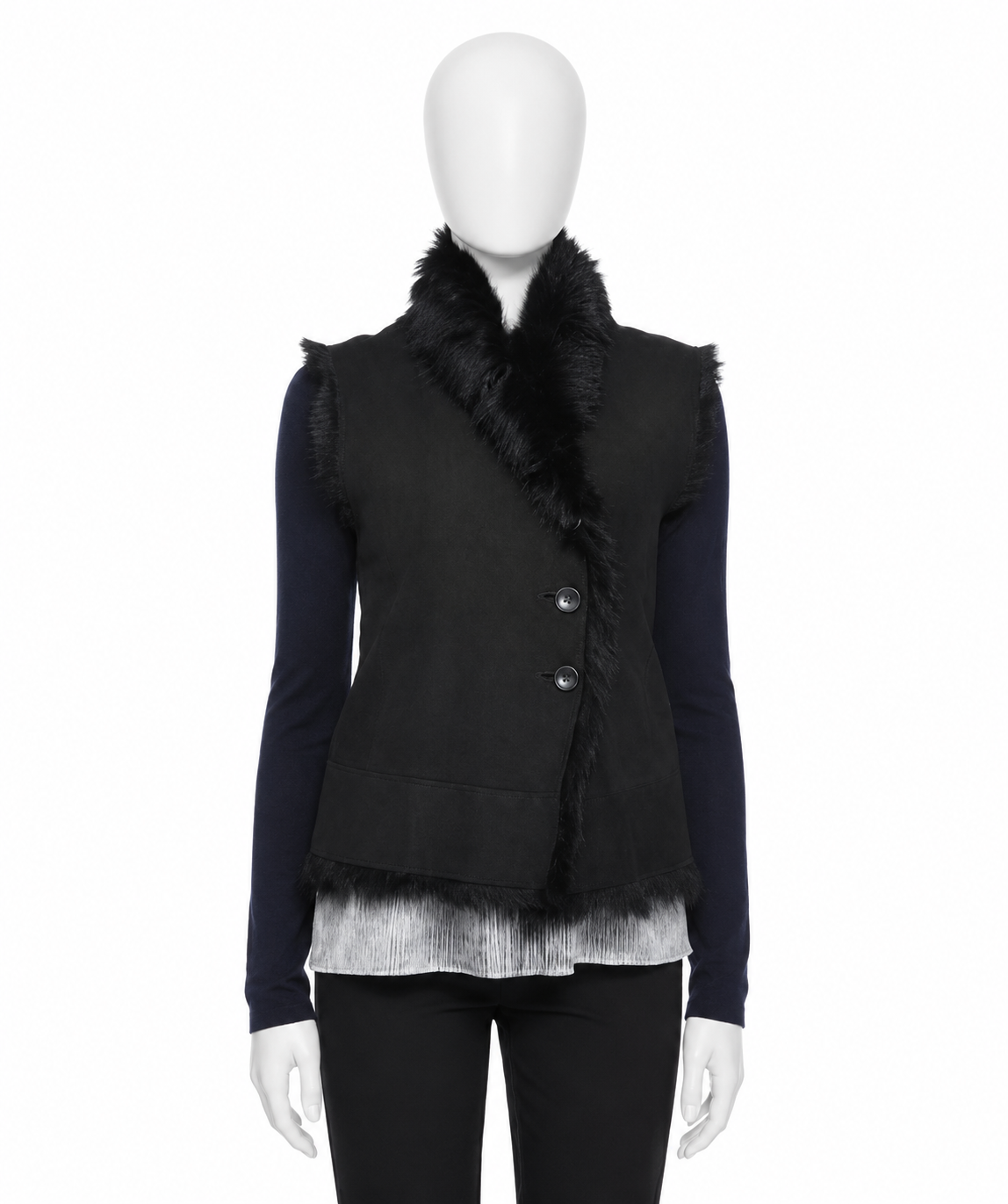 Joseph Lucy Toscana Black Shearling Gilet Vest – Size 38 ladies