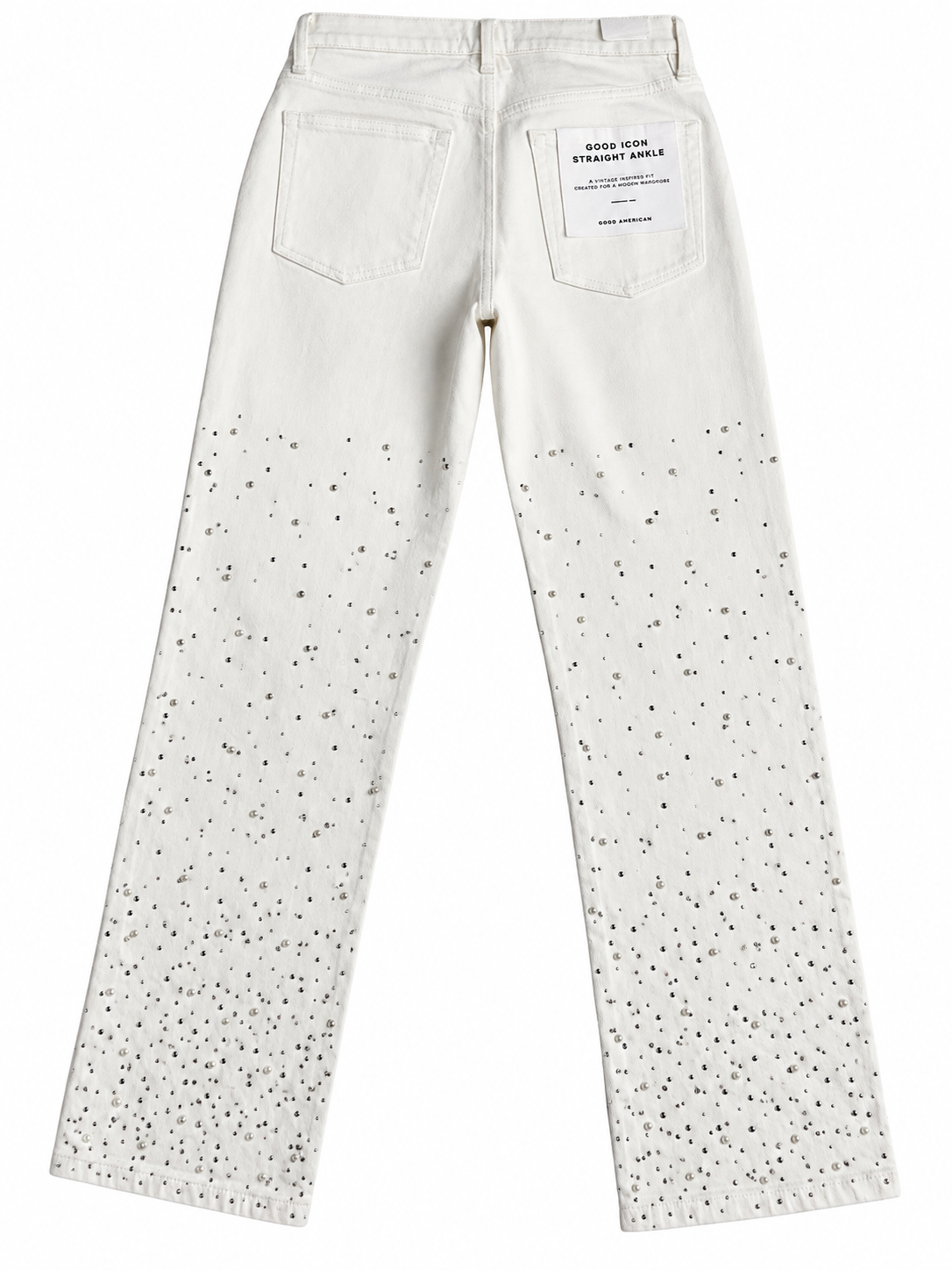 Good American Good Icon Straight Pears & Crystals Embellished Jeans