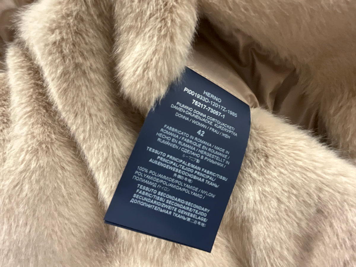 Herno faux fur dawn feathers jacket puffer size I 42 UK 10 US 6 ladies