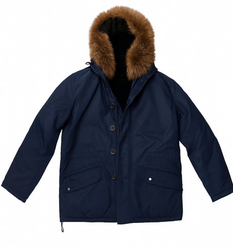 Yves Salomon Parka Iconic Fur Linen Jacket Size 48 Men