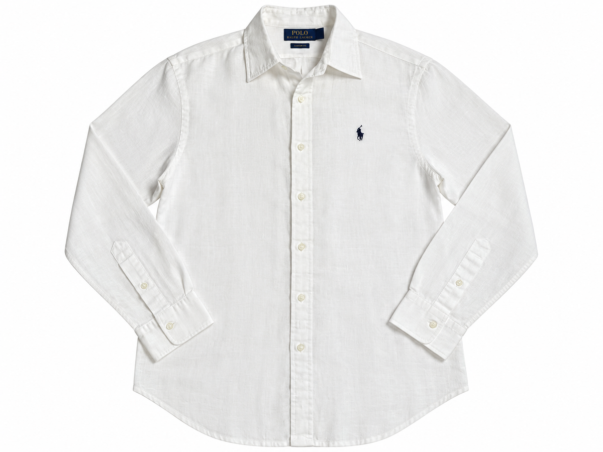 Polo Ralph Lauren Men’s White 100% Linen Shirt – Size M – Classic Fit