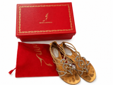 René Caovilla Crystal Embellished Flat Sandals – Gold – EU 36 ladies