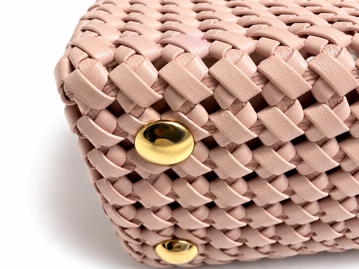 Fendi Nappa Woven Mini Peekaboo Iconic Satchel – Rosa Confetto Bag Handbag ladies