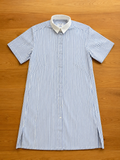 PDN London Blue & White Linen & Cotton Stripe Shirt Dress Size 36 UK 8 ladies