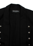 BALMAIN Black Military Jacket Gold Embellished Sleeves Blazer Size F 38 ladies