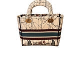 Christian Dior Canvas Embroidered Medium Lady D-Lite Ecru Multicolor Bag Handbag ladies
