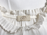 100% Capri White Linen Oversized Ruffle Top ladies