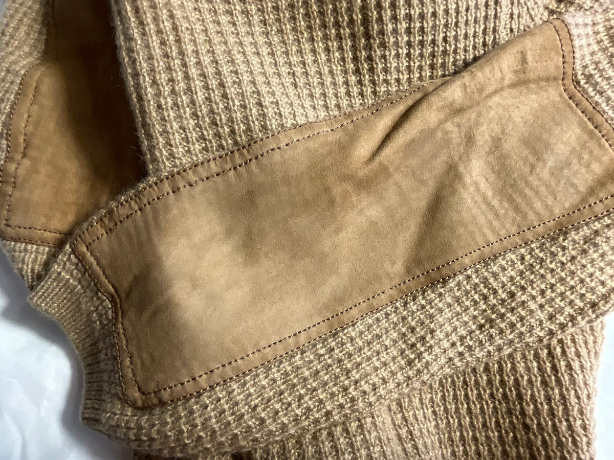 Ralph Lauren Collection Camel Cashmere Jumper with Suede Elbow Patches – Size XS ladies