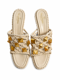 Valentino Garavani Roman Stud woven leather mules Size 39 ladies