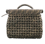 Fendi Fabric Jacquard FF 1974 Woven Knotted Peekaboo Iconic Satchel Tobacco Moro Medium Bag Handbag ladies