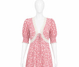 RIXO Amina Lace-Trim Floral Midi Dress – Pink – UK 12 US 8 ladies