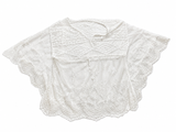 Lace Caftan Mini Dress - Beach Cover Up - Sheer Kaftan - White One size ladies