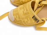 Fendi Raffia FF Embroidered Roma Ankle Wrap Espadrille Wedges size 39 ladies
