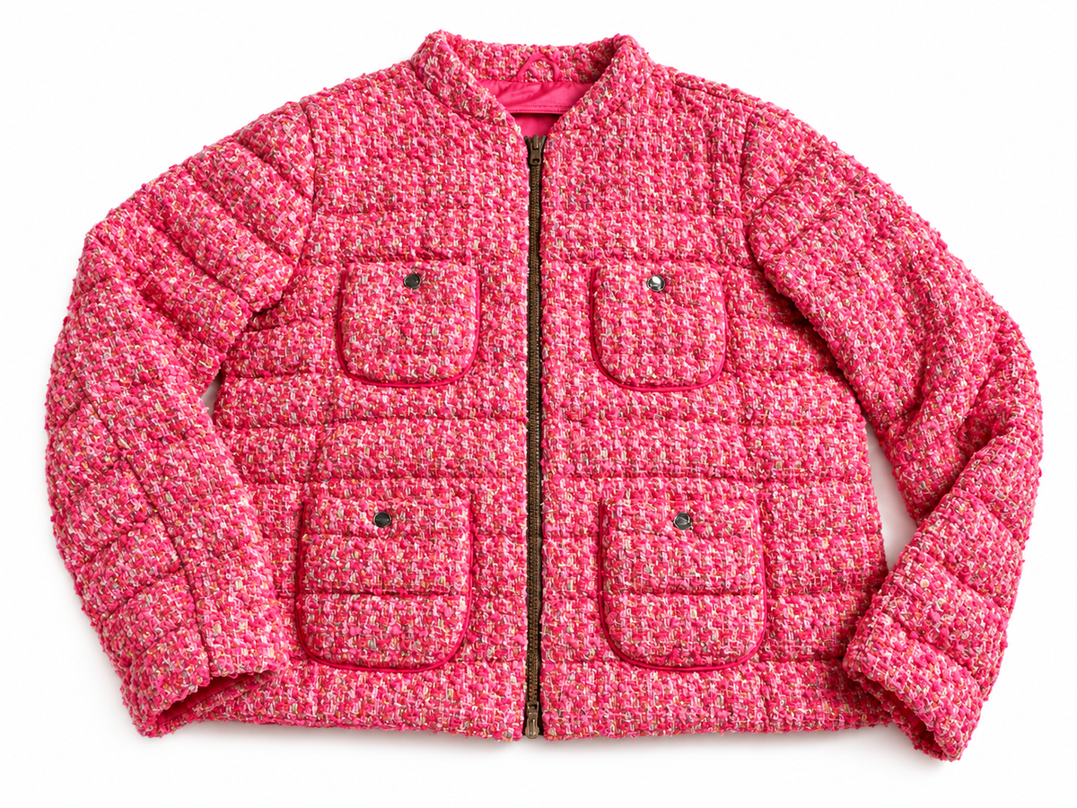 Herno Pink Tweed Bouclé Down Puffer Jacket – Size IT 42 ladies