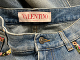 Valentino 2025 Logo Patch Floral-Trim Denim Jeans Size 27 ladies
