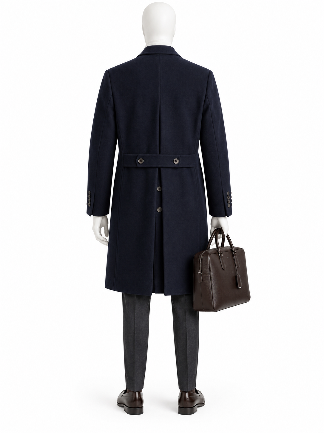 Brunello Cucinelli Men’s Navy Blue 100% Cashmere Double-Breasted Long Coat men