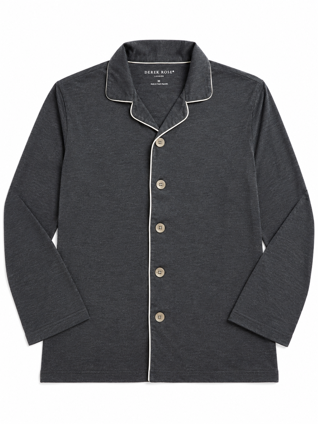 Derek Rose Charcoal Grey Long Sleeve Pyjama Shirt – Size M men
