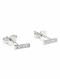 14K 14ct 585 White Gold Diamond Bar Stud Earrings LADIES