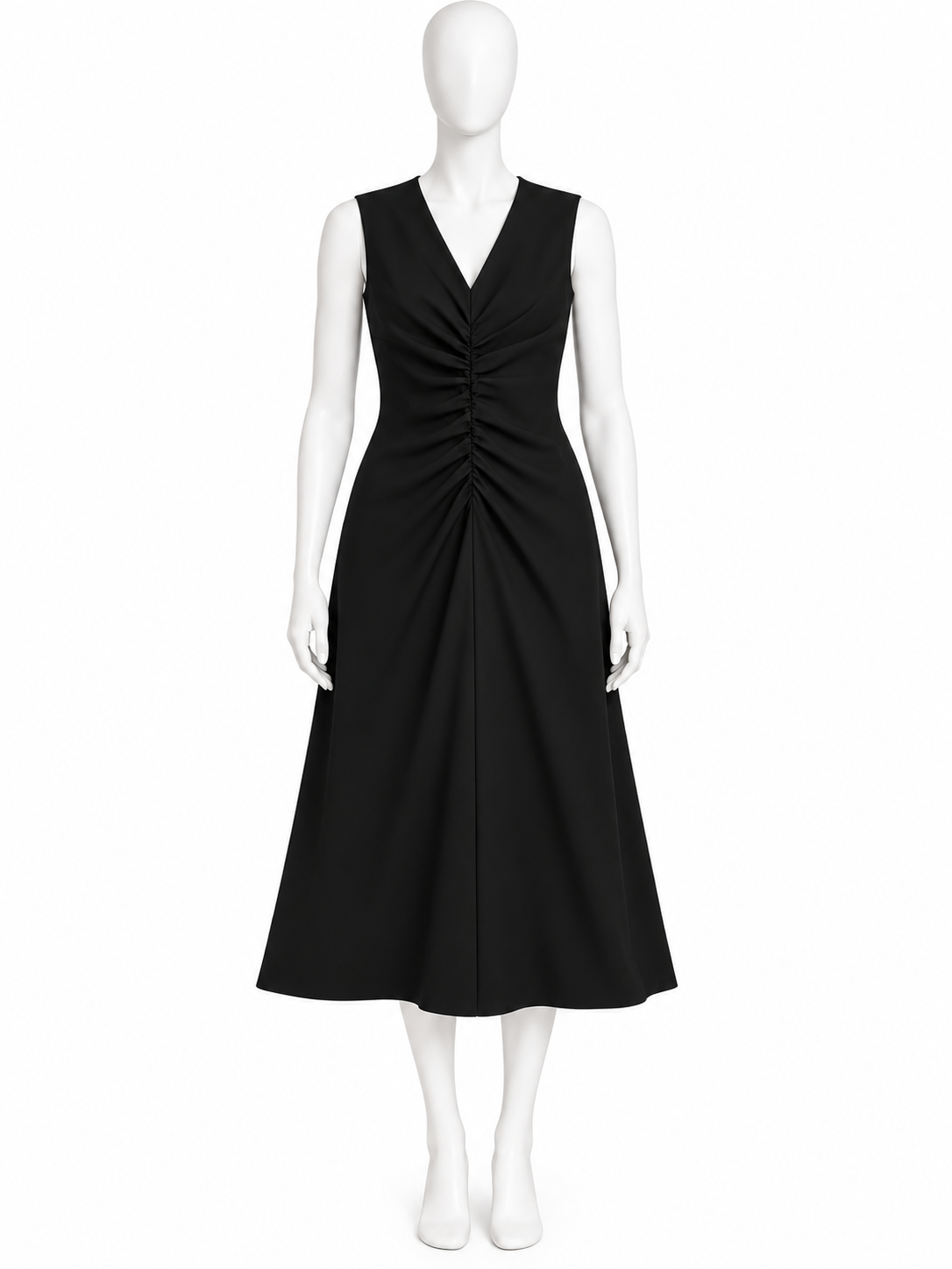 AlphaTauri Black Sleeveless Ruched Midi Dress – Size XS ladies