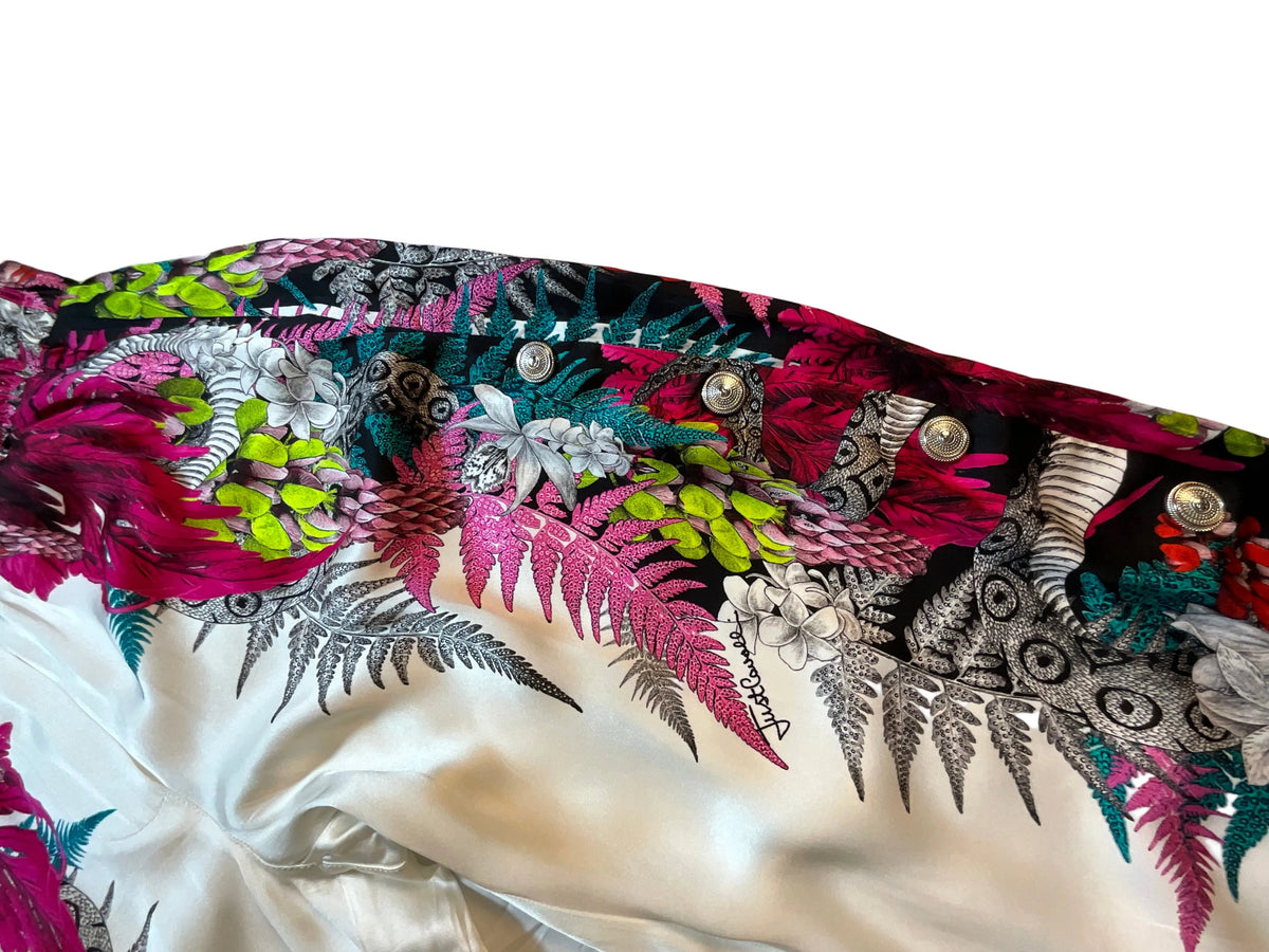 Tropical print silky pants trousers size S small ladies