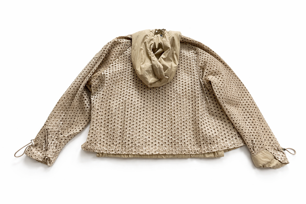 Moncler Guesclin Broderie Anglaise Drawcord Light Jacket Size 2 ladies