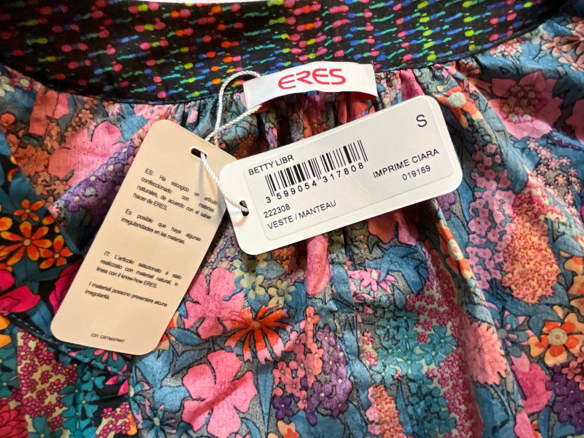 Eres Liberty Fabric Floral Printed Belted Dress Coat Size S small ladies