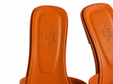Hermès Oran H Leather Slide Sandals – Orange – Size 38.5 ladies
