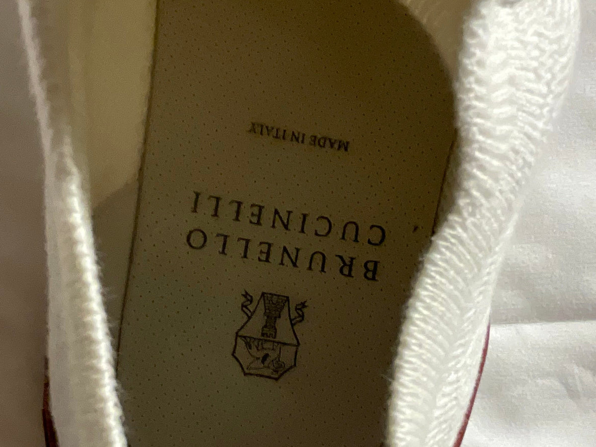 Brunello Cucinelli White Stretch Knit Canvas Sneakers – Size EU 42 men