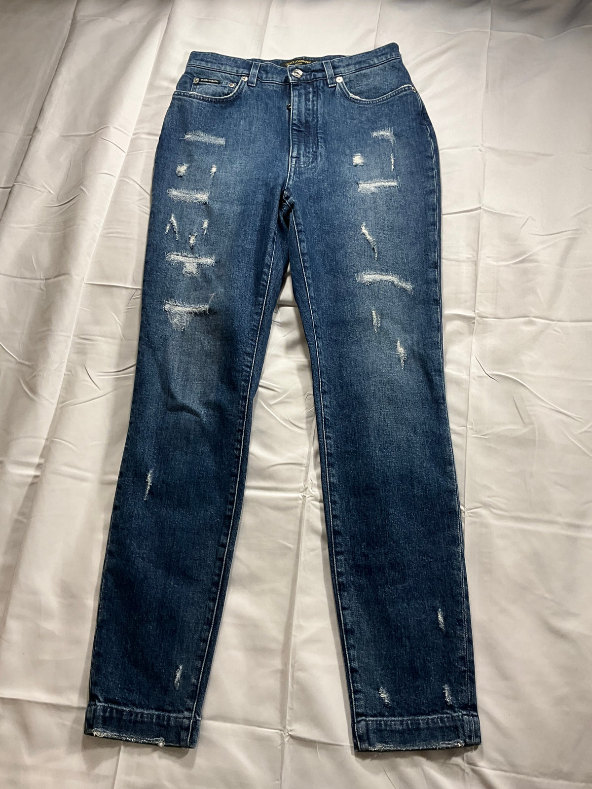 Dolce & Gabbana Grace high waisted distressed skinny jeans denim Size I 42 UK 10 US 6 ladies