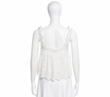 LoveShackFancy Luanne Crochet-Trimmed Embroidered Cotton Voile Top size M medium ladies