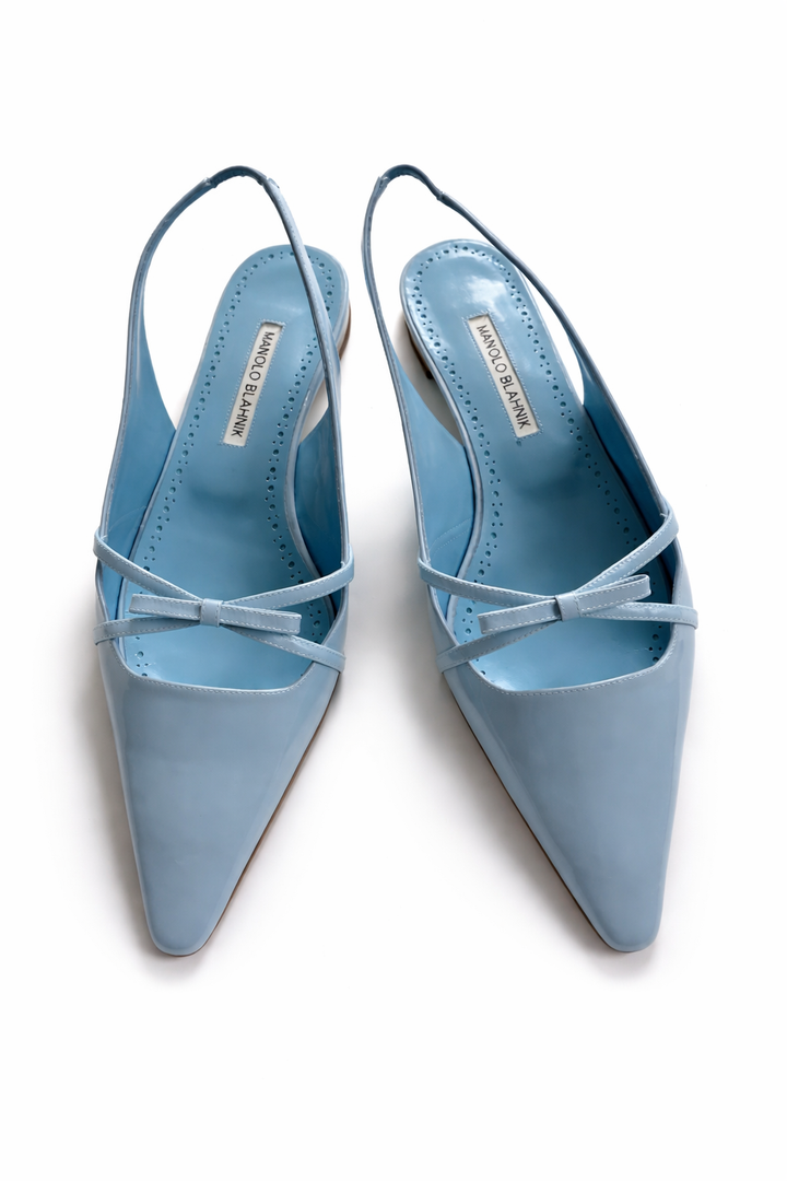 Manolo Blahnik Dariasli Patent Leather Slingback Flats Size 39 ladies