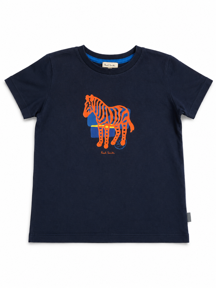Paul Smith Junior Zebra Graphic T-Shirt – Navy – Age 4 (4A) years children