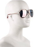 CHANEL Pink Leather CC Aviator Pilot Winter Sunglasses - 4219